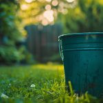 plastic bucket in the garden